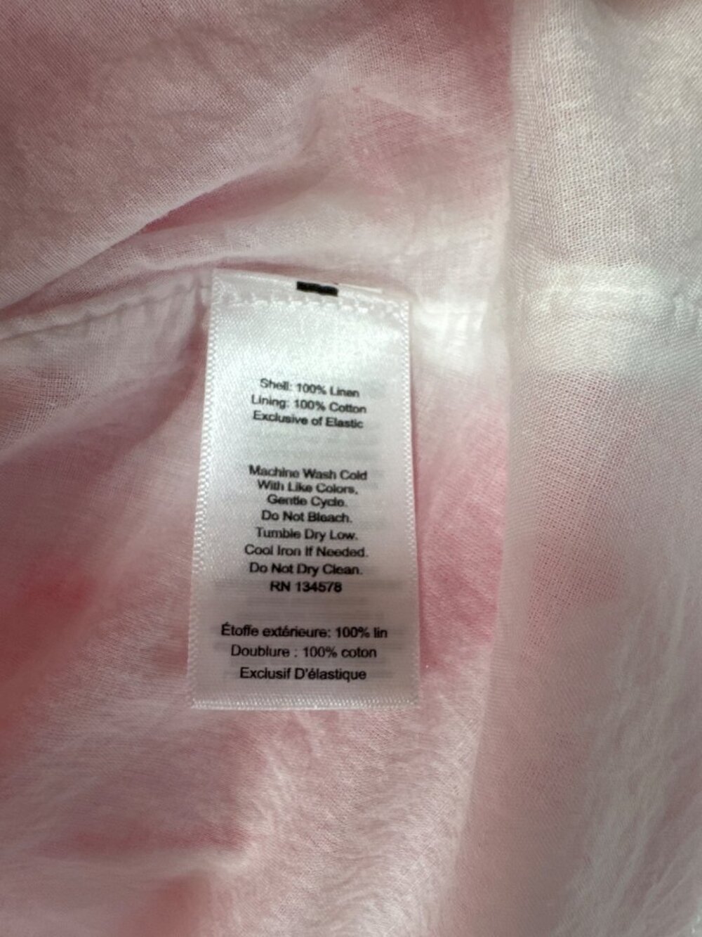 Vineyard Vines Women's M Linen Pink Palm Mini Dress Smocked Ruffle Tropical Res - Picture 10 of 11